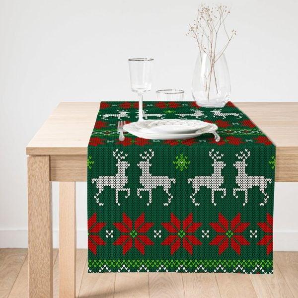 Christmas Table Runner|Winter Trend Table Top|Christmas Deer Home Decor|Xmas Table Decor|Farmhouse Style Tablecloth|Christmas Kitchen Decor