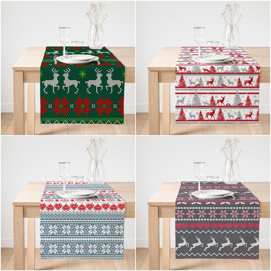 Christmas Table Runner|Winter Trend Table Top|Christmas Deer Home Decor|Xmas Table Decor|Farmhouse Style Tablecloth|Christmas Kitchen Decor