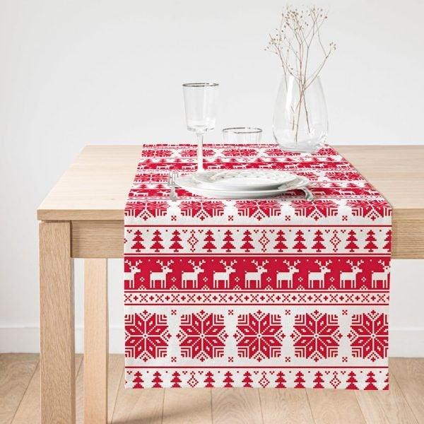 Christmas Table Runner|Winter Trend Table Top|Merry Christmas Home Decor|Xmas Deer Decor|Farmhouse Style Tablecloth|Christmas Kitchen Decor