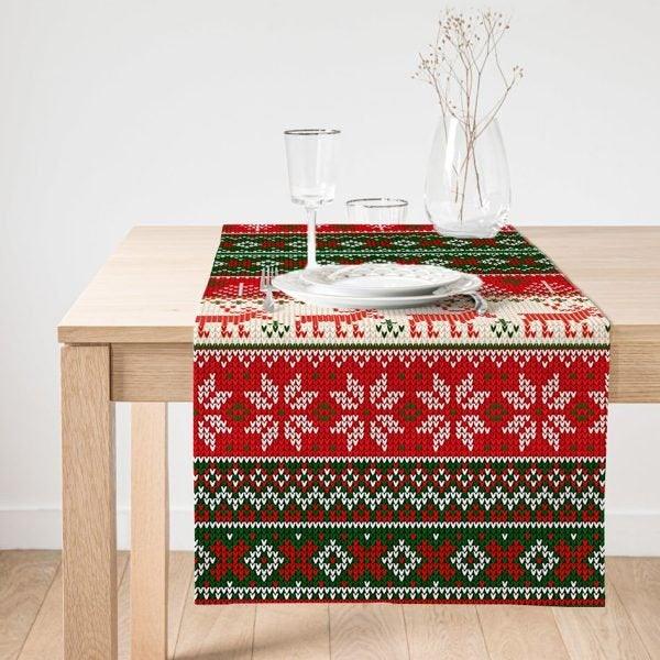 Christmas Table Runner|Xmas Deer Table Top|Merry Christmas Home Decor|Xmas Table Decor|Farmhouse Style Tablecloth|Christmas Kitchen Decor