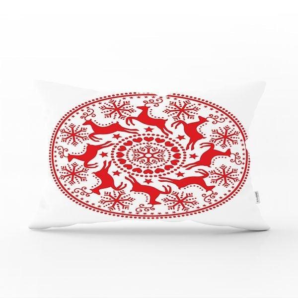 Christmas Pillow Cover|Christmas Deer Home Decor|Rectangle Winter Pillow Top|Housewarming Xmas Gift Idea|Christmas Deer Throw Pillow Cover