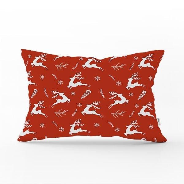 Christmas Pillow Cover|Christmas Deer Home Decor|Rectangle Winter Pillow Top|Housewarming Xmas Gift Idea|Christmas Deer Throw Pillow Cover