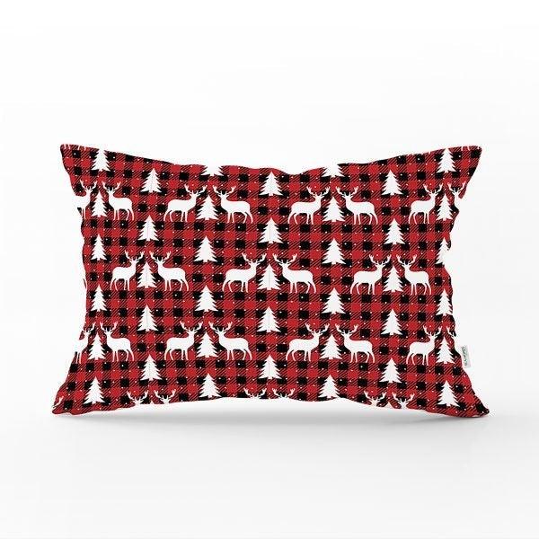 Christmas Pillow Cover|Christmas Deer Home Decor|Rectangle Winter Pillow Top|Housewarming Xmas Gift Idea|Christmas Deer Throw Pillow Cover