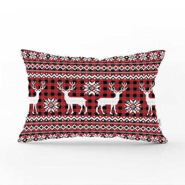 Christmas Pillow Cover|Christmas Deer Home Decor|Rectangle Winter Pillow Top|Housewarming Xmas Gift Idea|Christmas Deer Throw Pillow Cover