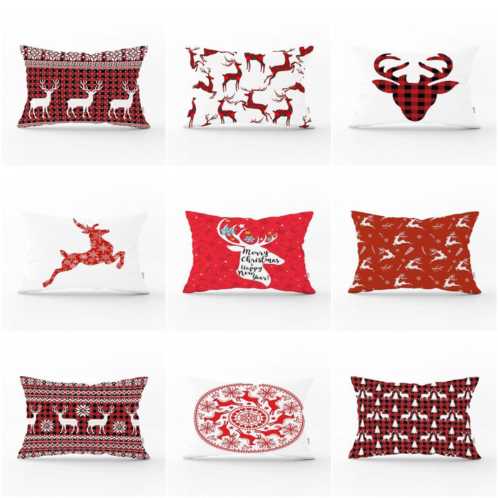 Christmas Pillow Cover|Christmas Deer Home Decor|Rectangle Winter Pillow Top|Housewarming Xmas Gift Idea|Christmas Deer Throw Pillow Cover