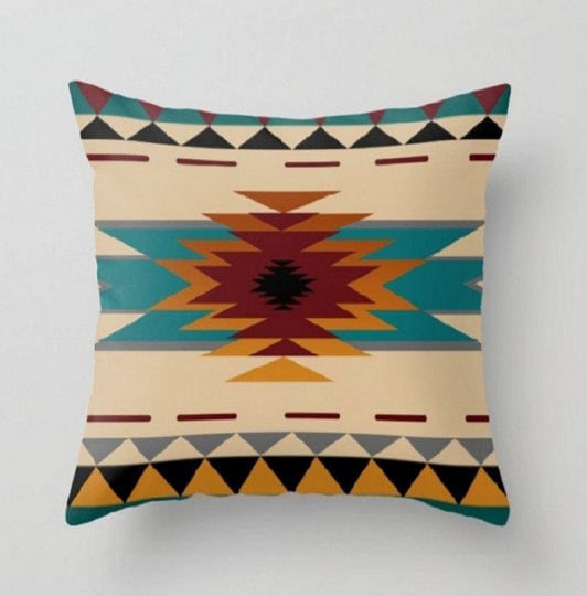 Rug Design Pillow Covers|Terracotta Southwestern Cushion Case|Decorative Aztec Print Ethnic Home Decor|Farmhouse Style Geometric Pillow Case