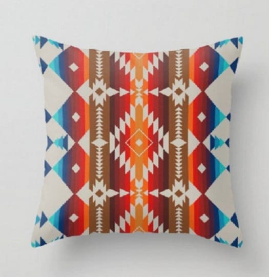 Rug Design Pillow Covers|Terracotta Southwestern Cushion Case|Decorative Aztec Print Ethnic Home Decor|Farmhouse Style Geometric Pillow Case