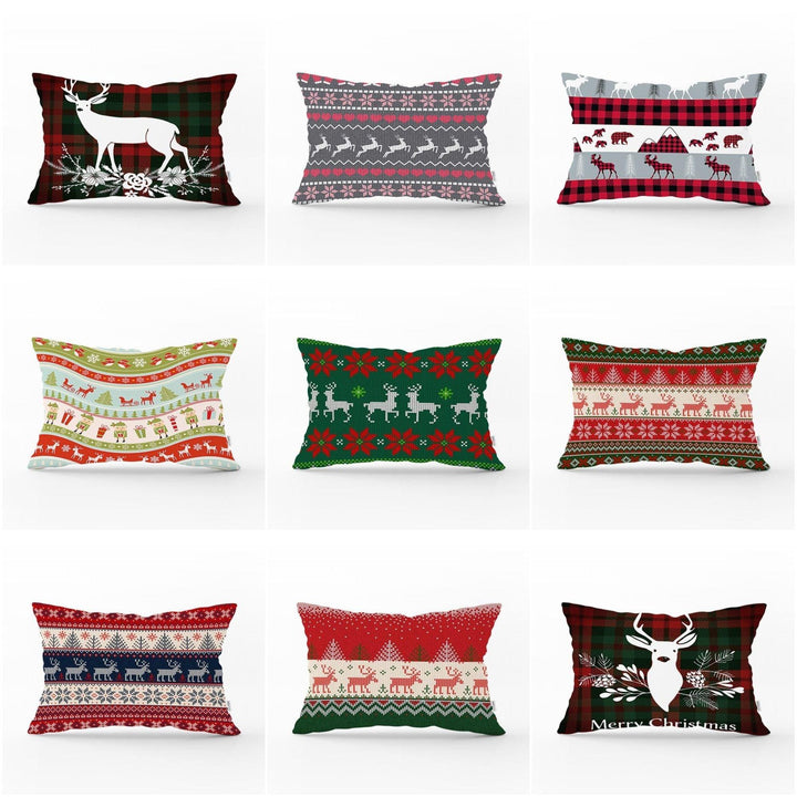 Christmas Pillow Cover|Christmas Deer Home Decor|Rectangle Winter Pillow Top|Housewarming Xmas Gift Idea|Christmas Deer Throw Pillow Cover