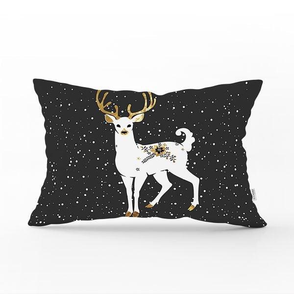 Christmas Pillow Cover|Christmas Deer Home Decor|Rectangle Winter Pillow Top|Housewarming Xmas Gift Idea|Christmas Deer Throw Pillow Cover