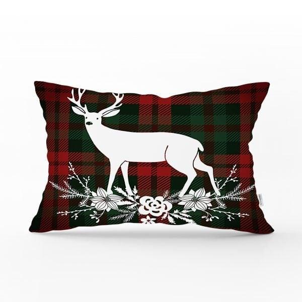 Christmas Pillow Cover|Christmas Deer Home Decor|Rectangle Winter Pillow Top|Housewarming Xmas Gift Idea|Christmas Deer Throw Pillow Cover