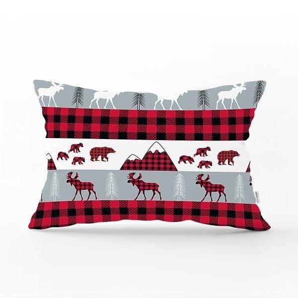 Christmas Pillow Cover|Christmas Deer Home Decor|Rectangle Winter Pillow Top|Housewarming Xmas Gift Idea|Christmas Deer Throw Pillow Cover