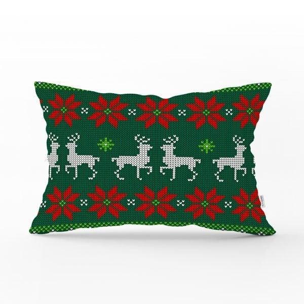 Christmas Pillow Cover|Christmas Deer Home Decor|Rectangle Winter Pillow Top|Housewarming Xmas Gift Idea|Christmas Deer Throw Pillow Cover