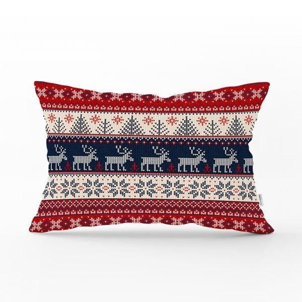 Christmas Pillow Cover|Christmas Deer Home Decor|Rectangle Winter Pillow Top|Housewarming Xmas Gift Idea|Christmas Deer Throw Pillow Cover