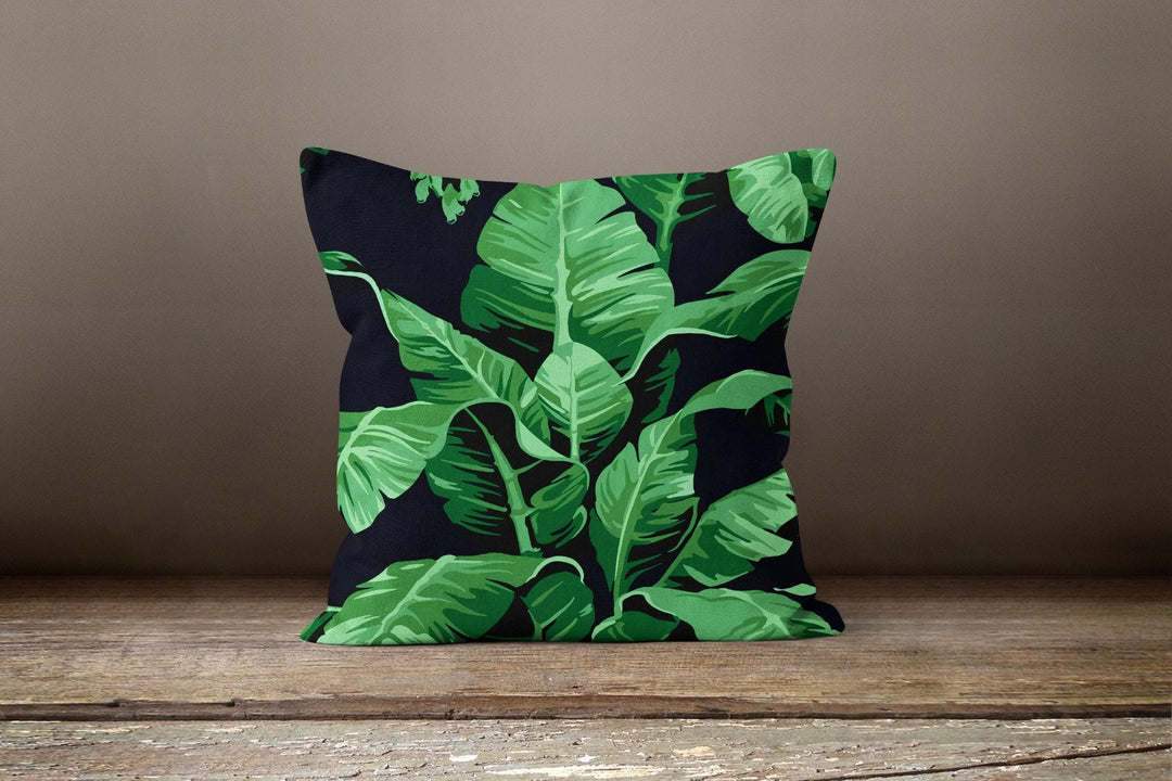 Plants Pillow Cover|Green Leaves Cushion Case|Striped Leaves Decor|Decorative Pillow Case|Boho Bedding Decor|Housewarming Palm Tree Pillow