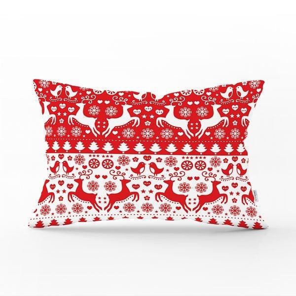 Christmas Pillow Cover|Christmas Deer Home Decor|Rectangle Winter Pillow Top|Housewarming Xmas Gift Idea|Christmas Deer Throw Pillow Cover