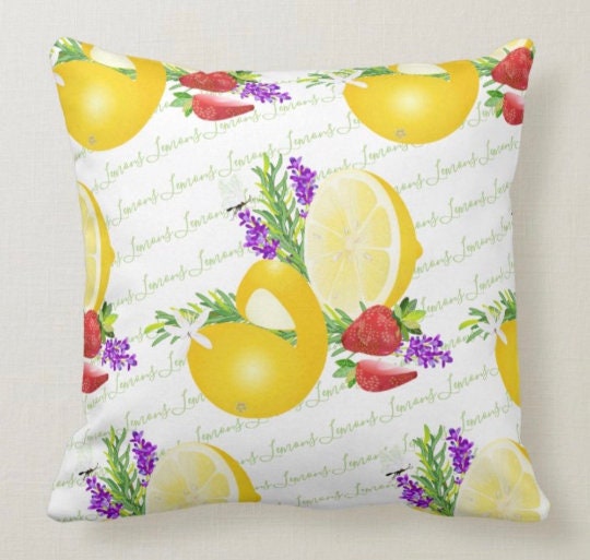 Lemons Pillow Cover|Floral Fresh Lemon Cushion Case|Decorative Green Lemon Tree|Colorful Lemons Home Decor|Housewarming Yellow Citrus Decor