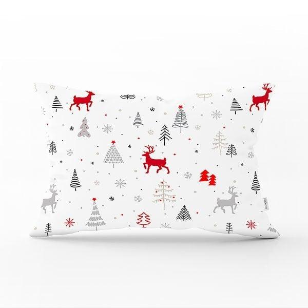 Christmas Pillow Cover|Christmas Tree Home Decor|Rectangle Winter Pillow Top|Housewarming Xmas Gift Idea|Christmas Deer Throw Pillow Cover