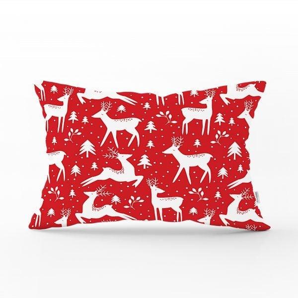 Christmas Pillow Cover|Christmas Deer Home Decor|Rectangle Winter Pillow Top|Housewarming Xmas Gift Idea|Christmas Tree Throw Pillow Cover