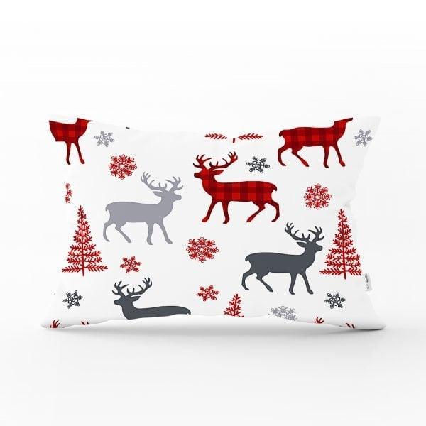 Christmas Pillow Cover|Christmas Deer Home Decor|Rectangle Winter Pillow Top|Housewarming Xmas Gift Idea|Christmas Tree Throw Pillow Cover