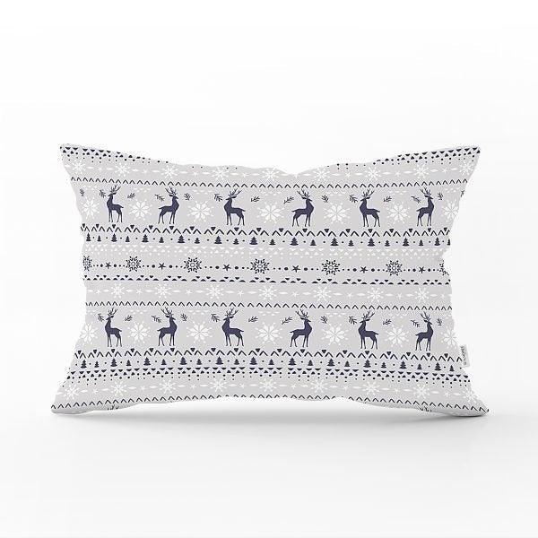 Christmas Pillow Cover|Christmas Deer Home Decor|Rectangle Winter Pillow Top|Housewarming Xmas Gift Idea|Christmas Deer Throw Pillow Cover