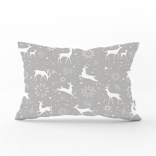 Christmas Pillow Cover|Christmas Deer Home Decor|Rectangle Winter Pillow Top|Housewarming Xmas Gift Idea|Christmas Deer Throw Pillow Cover