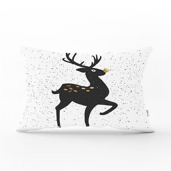 Christmas Pillow Cover|Christmas Deer Home Decor|Rectangle Winter Pillow Top|Housewarming Xmas Gift Idea|Christmas Deer Throw Pillow Cover