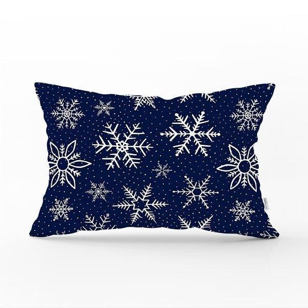 Snowflake Pillow Cover|Winter Home Decor|Rectangle Winter Cushion Case|Housewarming Gift|Decorative Snowflake Throw Pillow|Geometric Pillow