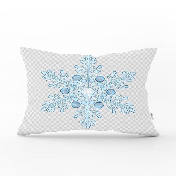 Snowflake Pillow Cover|Winter Home Decor|Rectangle Winter Cushion Case|Housewarming Gift|Decorative Snowflake Throw Pillow|Geometric Pillow