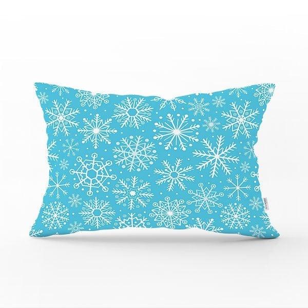 Snowflake Pillow Cover|Winter Home Decor|Rectangle Winter Cushion Case|Housewarming Gift|Decorative Snowflake Throw Pillow|Geometric Pillow