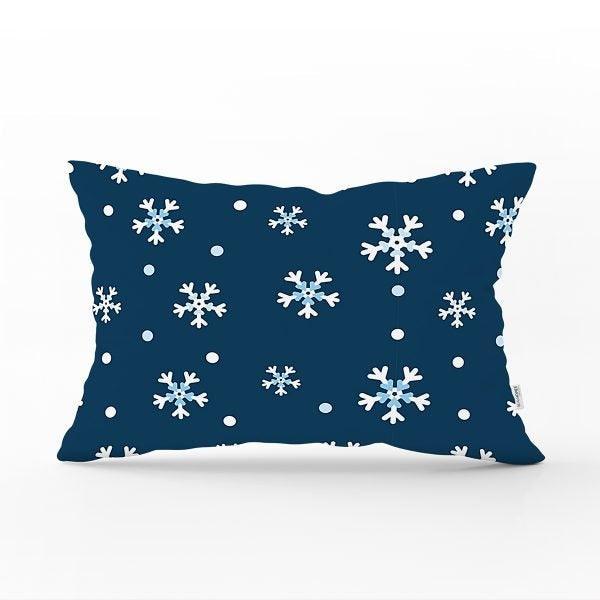 Snowflake Pillow Cover|Winter Home Decor|Rectangle Winter Cushion Case|Housewarming Gift|Decorative Snowflake Throw Pillow|Geometric Pillow