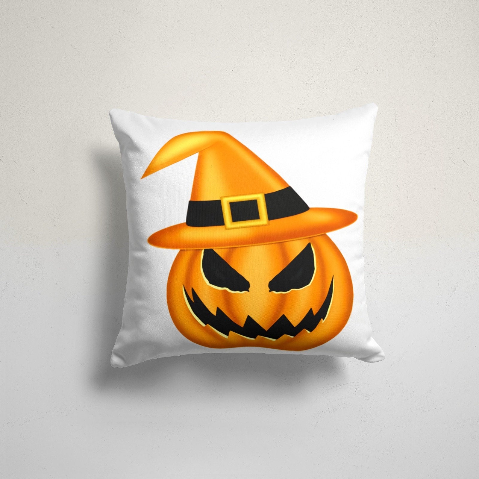 Evil Pumpkin Halloween Pillow