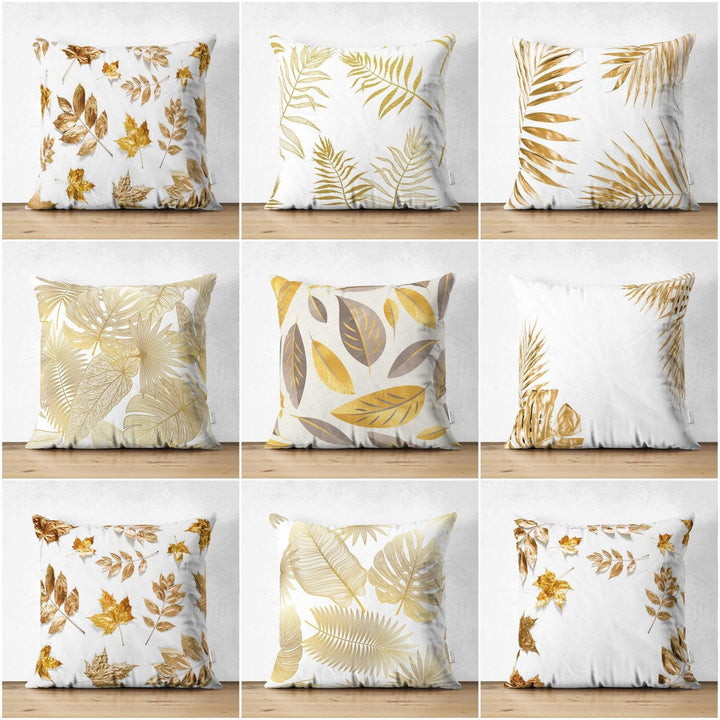 Fall Trend Pillow Cover|Suede Autumn Cushion Case|Gold Leaves Throw Pillow|Decorative Pillow Case|Housewarming Farmhouse Thanksgiving Pillow