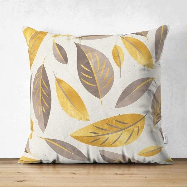 Fall Trend Pillow Cover|Suede Autumn Cushion Case|Gold Leaves Throw Pillow|Decorative Pillow Case|Housewarming Farmhouse Thanksgiving Pillow