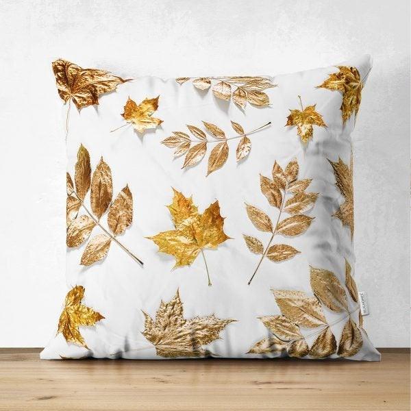 Fall Trend Pillow Cover|Suede Autumn Cushion Case|Gold Leaves Throw Pillow|Decorative Pillow Case|Housewarming Farmhouse Thanksgiving Pillow