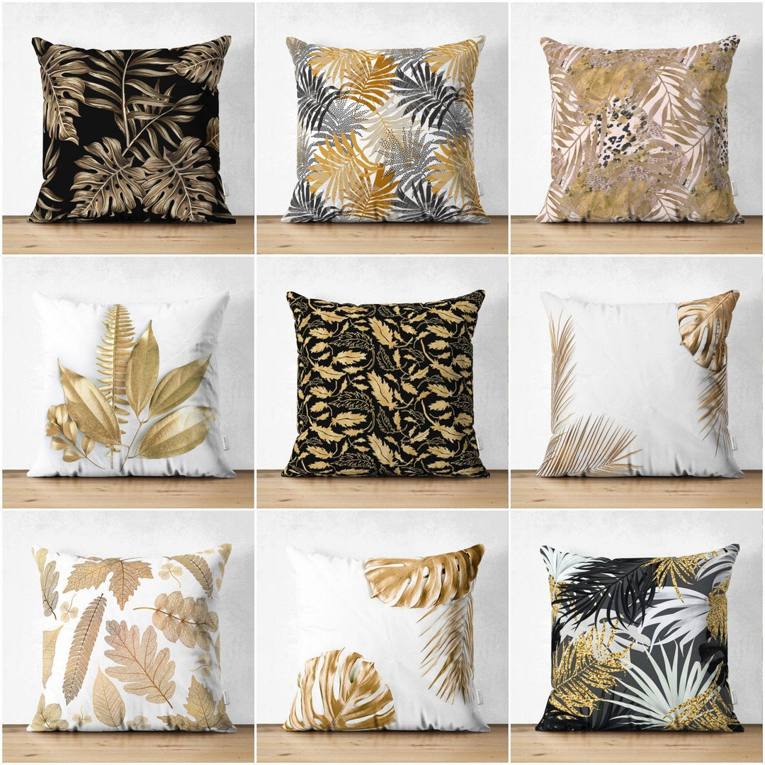 Fall Trend Pillow Cover|Suede Autumn Cushion Case|Gold Leaves Throw Pillow|Decorative Pillow Case|Housewarming Farmhouse Thanksgiving Pillow