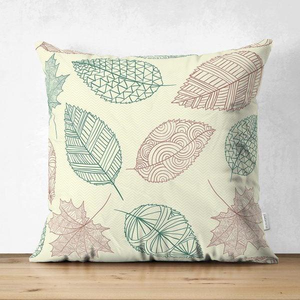 Fall Trend Pillow Cover|Suede Autumn Cushion Case|Pale Color Leaves Throw Pillow|Decorative Pillow Case|Farmhouse Thanksgiving Pillow Cover