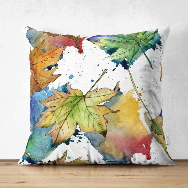 Fall Trend Pillow Cover|Suede Autumn Cushion Case|Pale Color Leaves Throw Pillow|Decorative Pillow Case|Farmhouse Thanksgiving Pillow Cover