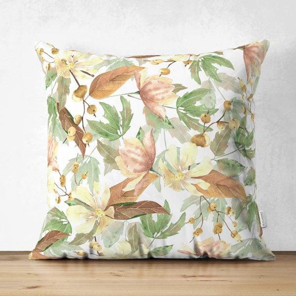 Fall Trend Pillow Cover|Suede Autumn Cushion Case|Pale Color Leaves Throw Pillow|Decorative Pillow Case|Farmhouse Thanksgiving Pillow Cover