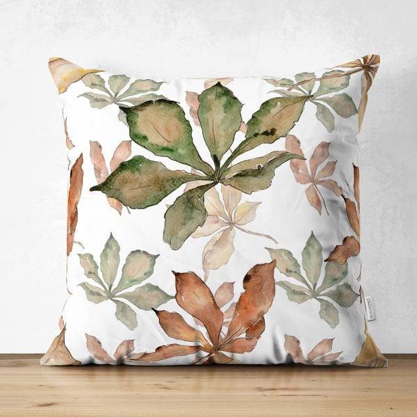 Fall Trend Pillow Cover|Suede Autumn Cushion Case|Pale Color Leaves Throw Pillow|Decorative Pillow Case|Farmhouse Thanksgiving Pillow Cover