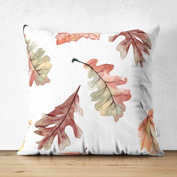 Fall Trend Pillow Cover|Suede Autumn Cushion Case|Pale Color Leaves Throw Pillow|Decorative Pillow Case|Farmhouse Thanksgiving Pillow Cover