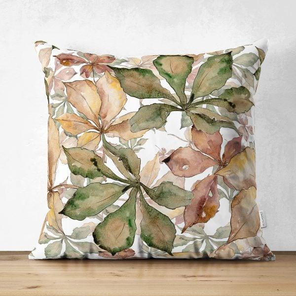 Fall Trend Pillow Cover|Suede Autumn Cushion Case|Pale Color Leaves Throw Pillow|Decorative Pillow Case|Farmhouse Thanksgiving Pillow Cover