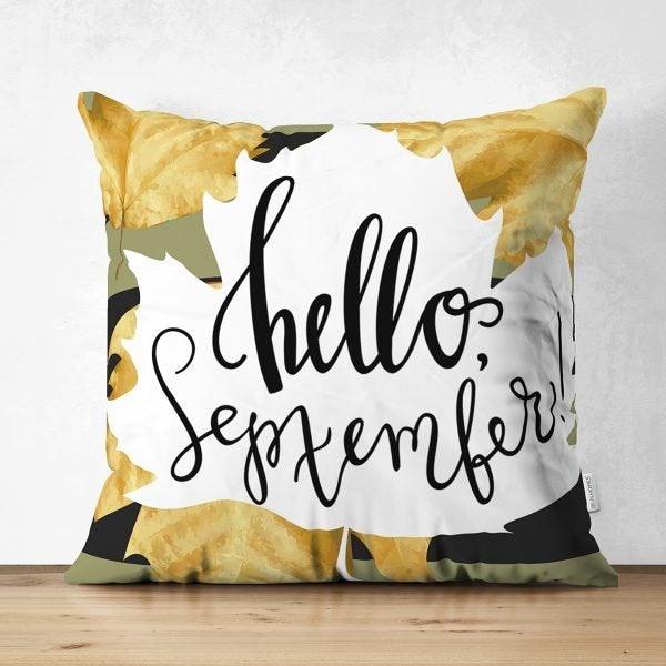 Fall Trend Pillow Cover|Hello September Cushion Case|Hello Autumn Throw Pillow|Welcome Fall Pillow Case|Farmhouse Thanksgiving Pillow Cover