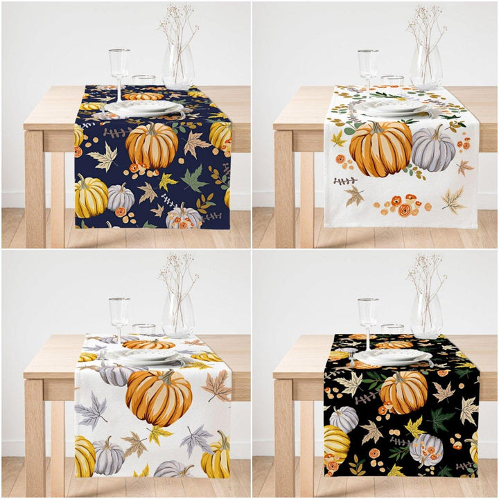 Fall Trend Table Runner|High Quality Pumpkin Table Runner|Orange Home Decor|Farmhouse Table Decor|Autumn Home Decor|Gray Pumpkin Tablecloth