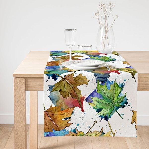 Fall Trend Table Runner|High Quality Leaves Table Runner|Pale Color Home Decor|Farmhouse Table Decor|Autumn Home Decor|Fall Theme Tablecloth