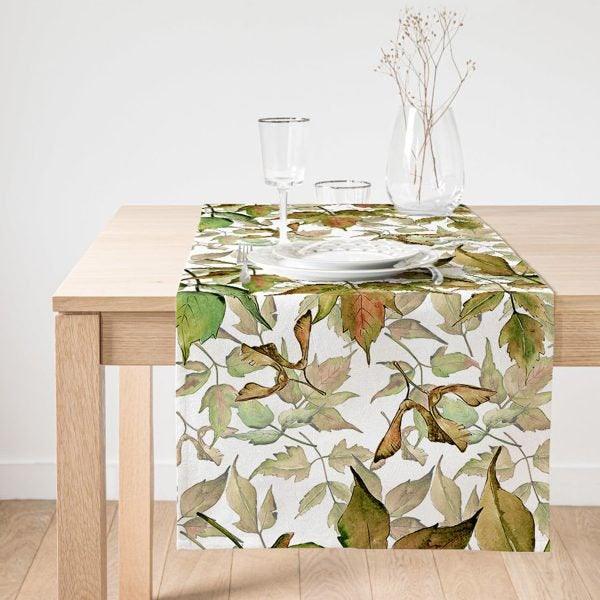 Fall Trend Table Runner|High Quality Leaves Table Runner|Pale Color Home Decor|Farmhouse Table Decor|Autumn Home Decor|Fall Theme Tablecloth