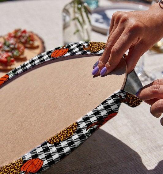 Fall Trend Placemat|Set of 2 Pumpkin Supla Table Mat|Checkered Pumpkin Round American Service Dining Underplate|Farmhouse Style Coasters