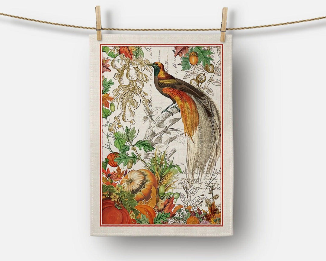 Fall Trend Kitchen Towel|Floral Bird Dish Towel|Pumpkin Print Hand Towel|Decorative Tea Towel|Rooster Tea Towel|Autumn Trend Hand Towel