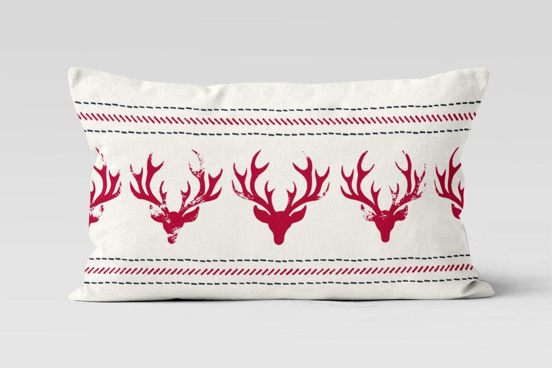 Christmas Deer Pillow Cover|Rectangle Boho Bedding Cushion Case|Xmas Home Decor|Winter Trend Throw Pillow Top|Deer at Autumn Lumbar Pillow