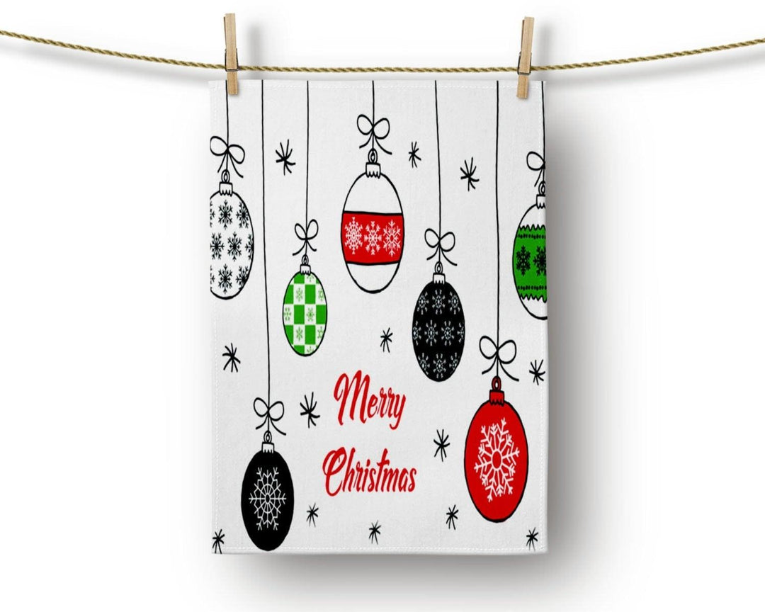 Christmas Kitchen Towel|Merry Christmas Dish Towel|Xmas Ornaments Hand Towel|Decorative Hand Towel|Xmas Tree Tea Towel|Xmas Gift Hand Towel