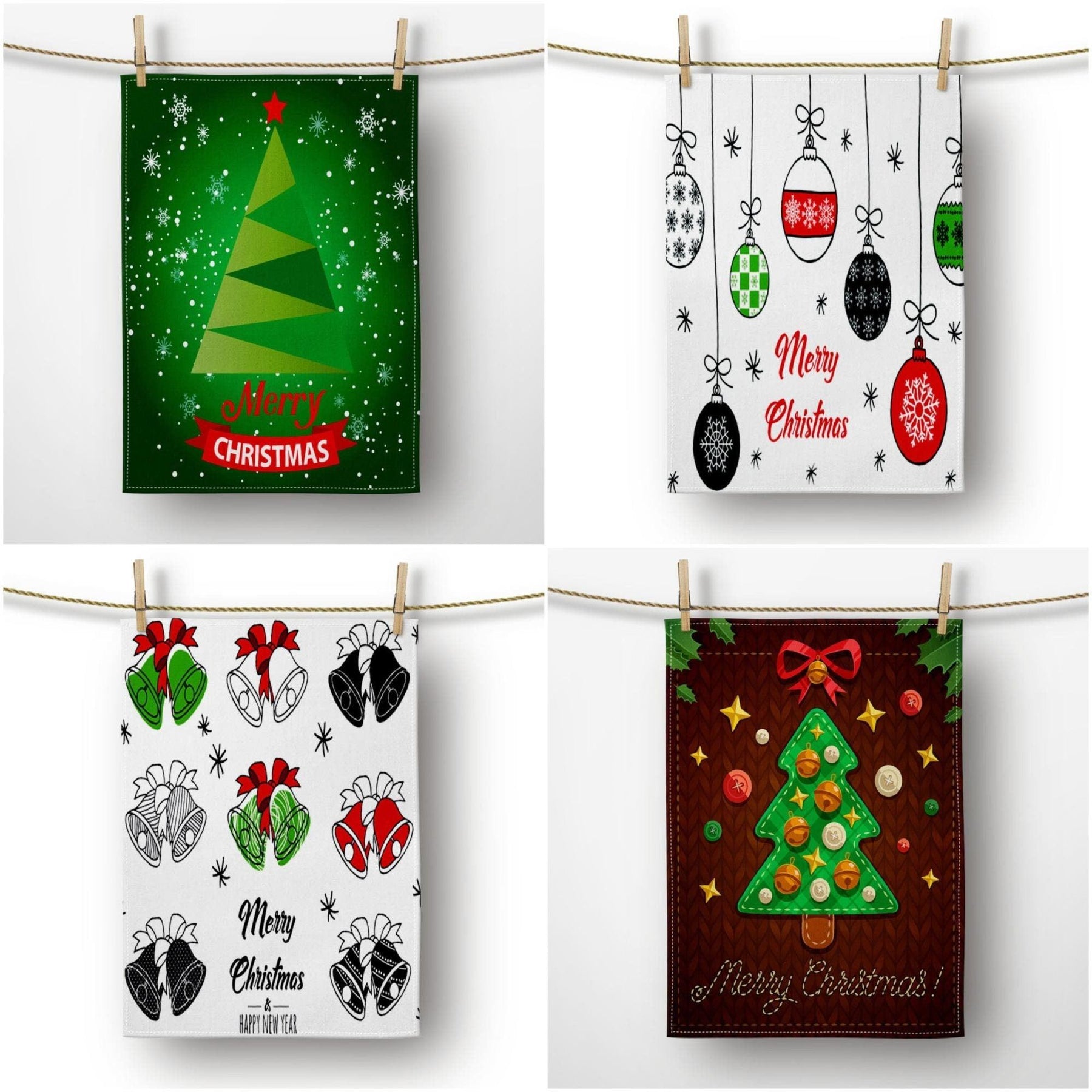  Christmas Hand Towels, Merry Christmas Kitchen Towels